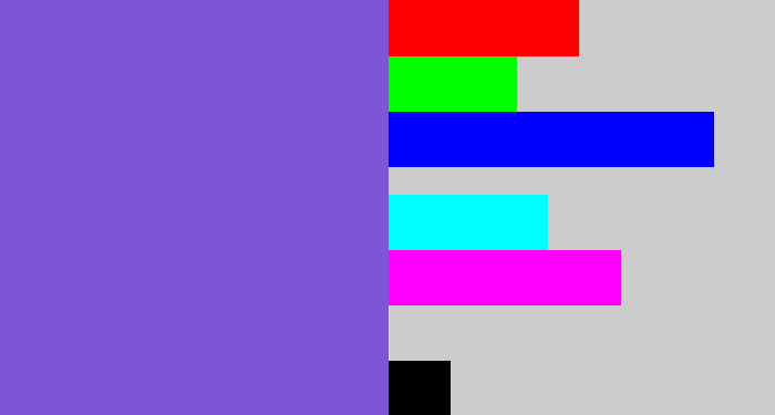 Hex color #7e55d7 - purpley