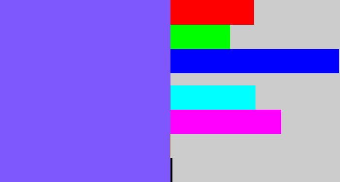 Hex color #7e58fd - purpley