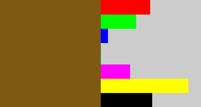 Hex color #7e5911 - medium brown