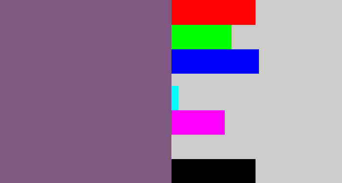 Hex color #7e5a83 - muted purple