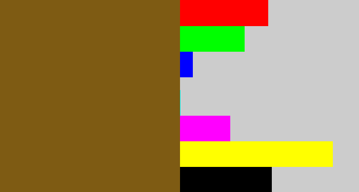 Hex color #7e5b13 - medium brown