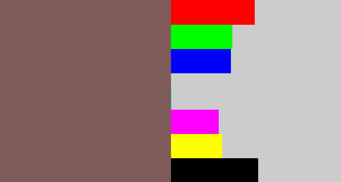 Hex color #7e5b58 - dark taupe