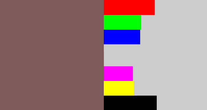 Hex color #7e5b5a - dark taupe