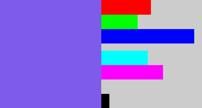 Hex color #7e5bea - purpley