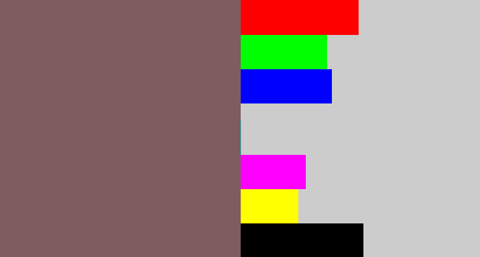 Hex color #7e5c60 - dark mauve