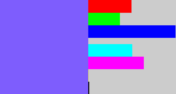 Hex color #7e5dfd - purpley