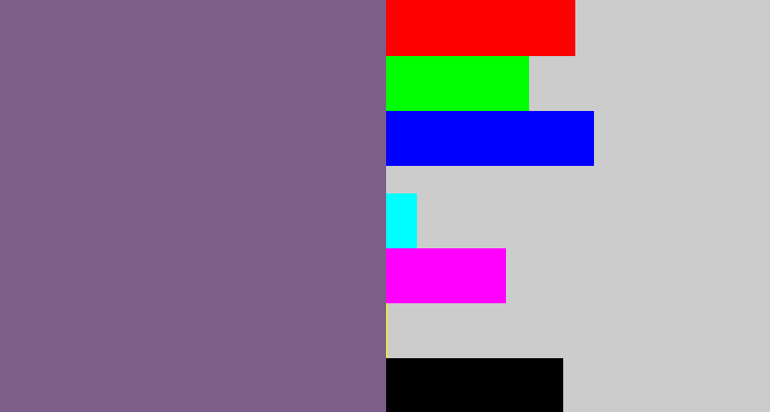 Hex color #7e5e89 - muted purple
