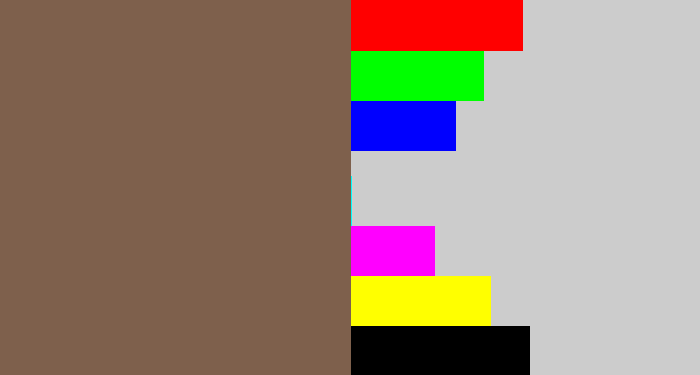 Hex color #7e604c - dark taupe