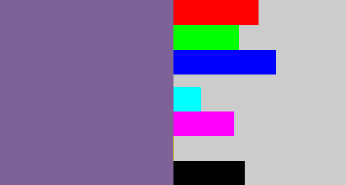 Hex color #7e6196 - dark lavender