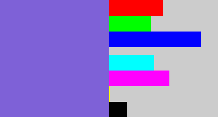 Hex color #7e61d7 - purpley