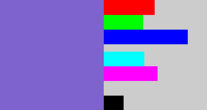Hex color #7e62ce - light indigo