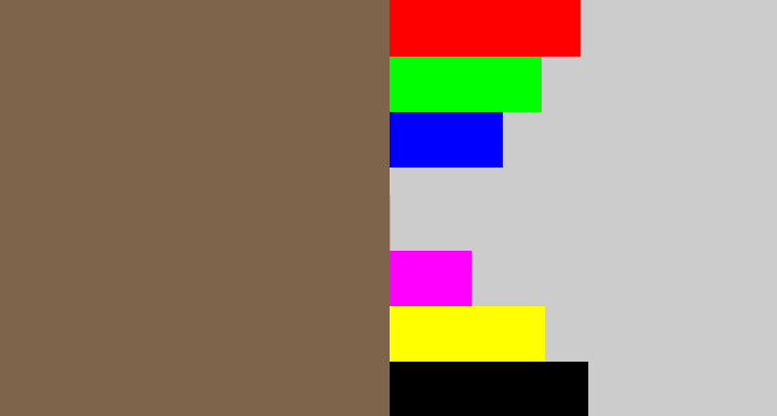 Hex color #7e644b - dark taupe