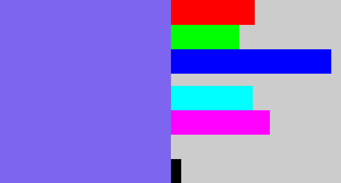 Hex color #7e65f0 - purpley