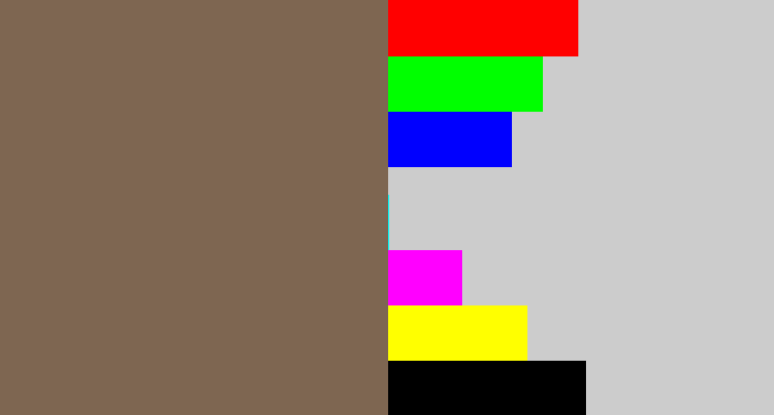 Hex color #7e6651 - dark taupe