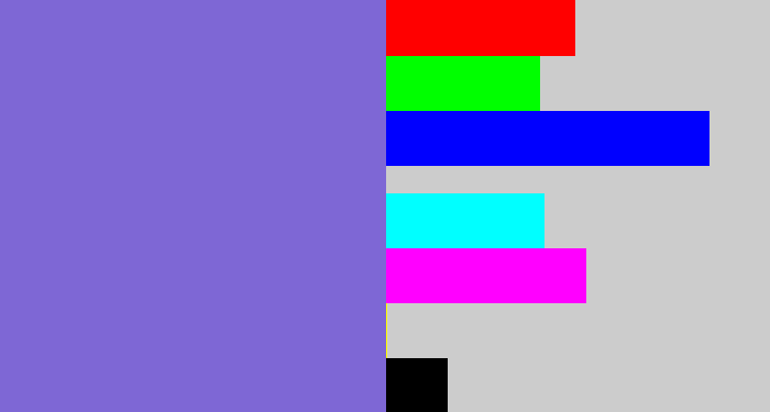 Hex color #7e67d5 - light indigo