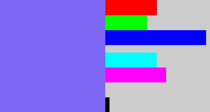 Hex color #7e67f5 - purpley