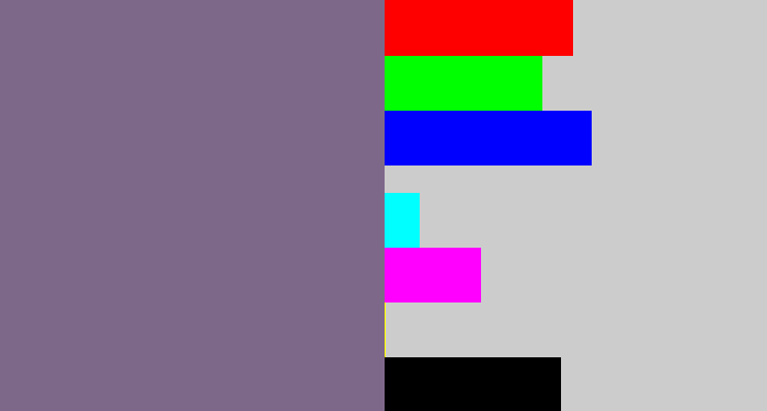 Hex color #7e688a - grey purple