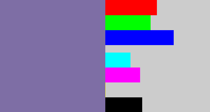 Hex color #7e6ea5 - dark lavender