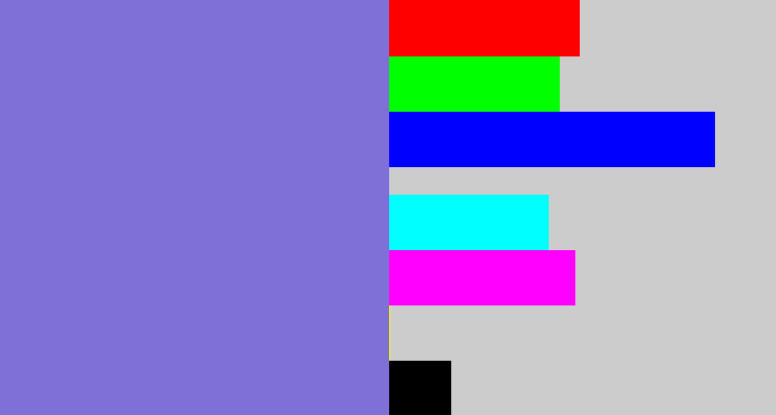 Hex color #7e70d7 - light indigo