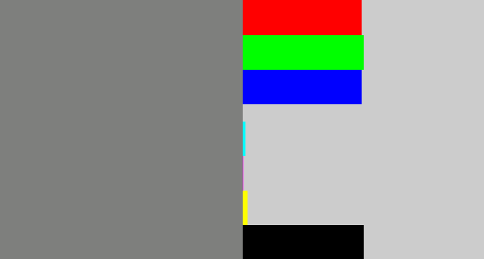 Hex color #7e7f7d - medium grey