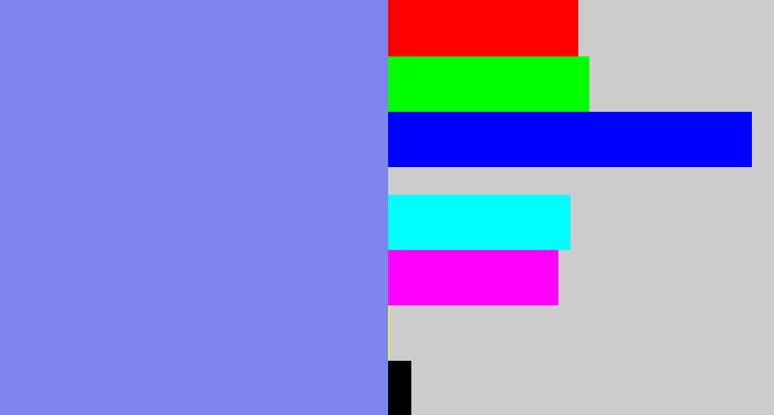 Hex color #7e85ef - lavender blue