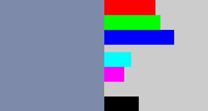 Hex color #7e8aaa - blue/grey