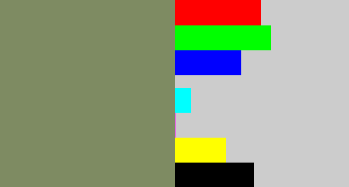 Hex color #7e8b62 - green grey