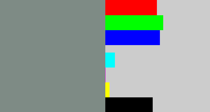 Hex color #7e8b85 - medium grey