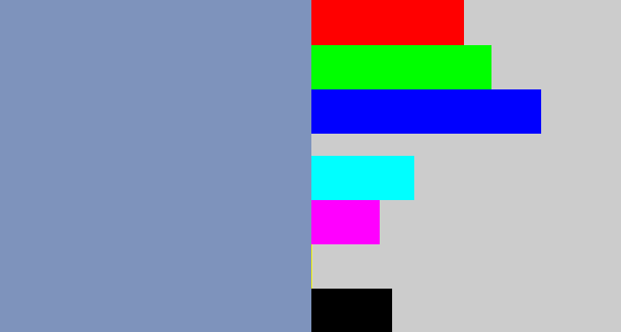 Hex color #7e93bc - greyblue