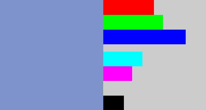 Hex color #7e93cb - greyblue
