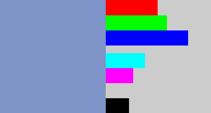 Hex color #7e94c8 - greyblue