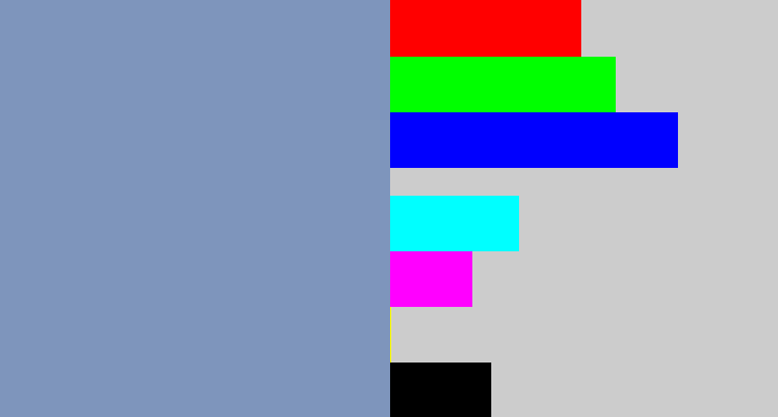 Hex color #7e95bc - greyblue