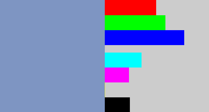 Hex color #7e95c2 - greyblue