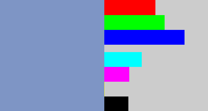 Hex color #7e95c5 - greyblue