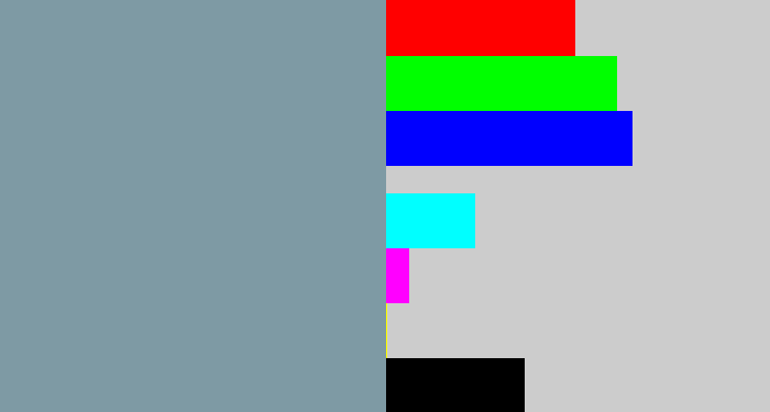 Hex color #7e9aa4 - blue/grey