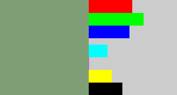 Hex color #7e9f75 - greeny grey