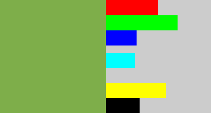 Hex color #7eae4a - asparagus