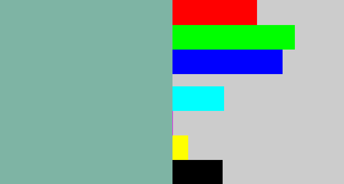 Hex color #7eb4a4 - bluegrey