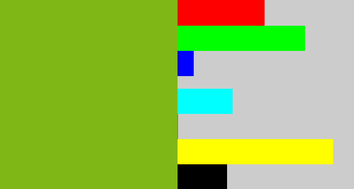 Hex color #7eb716 - pea green