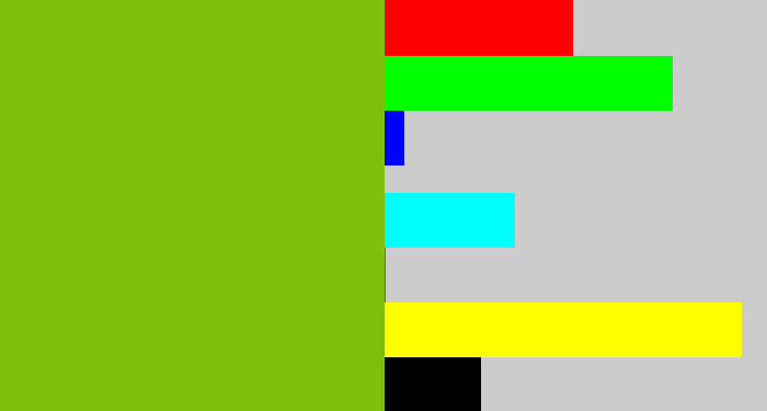 Hex color #7ebe0d - dark lime green