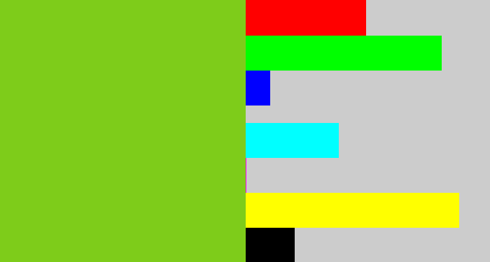 Hex color #7ecc1a - apple green