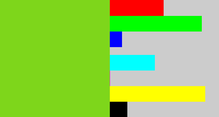 Hex color #7ed61b - apple green
