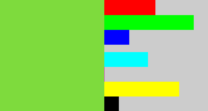 Hex color #7edb3d - kiwi green
