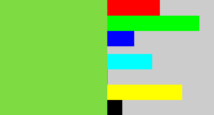 Hex color #7edb41 - kiwi green