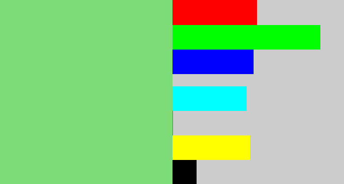 Hex color #7edc78 - soft green