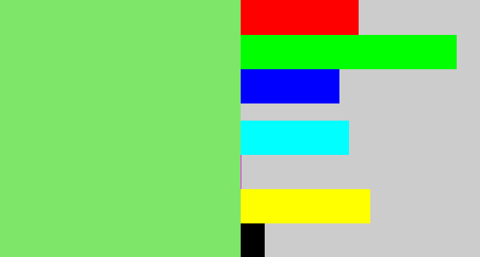 Hex color #7ee669 - lighter green