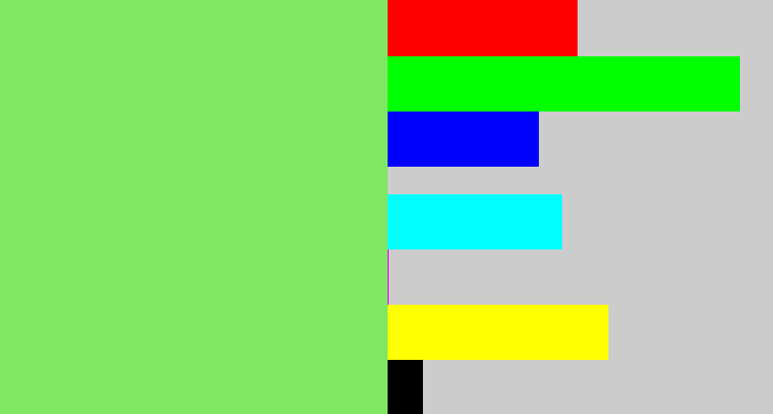 Hex color #7ee764 - lighter green