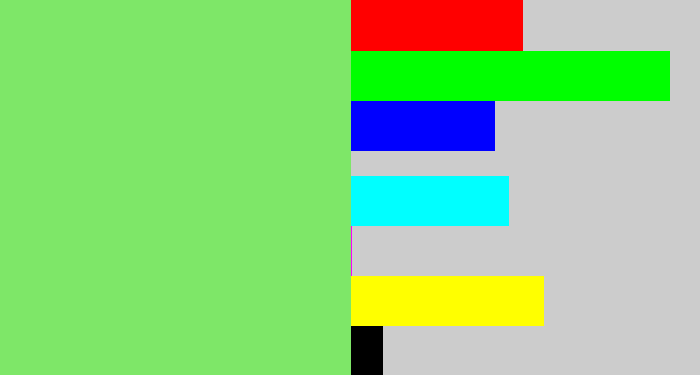 Hex color #7ee768 - lighter green