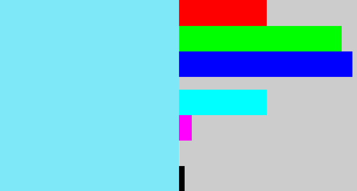 Hex color #7ee7f8 - robin egg blue