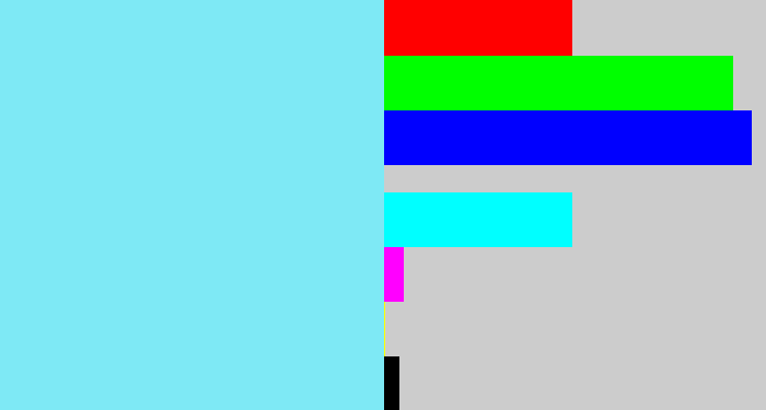 Hex color #7ee9f5 - robin egg blue